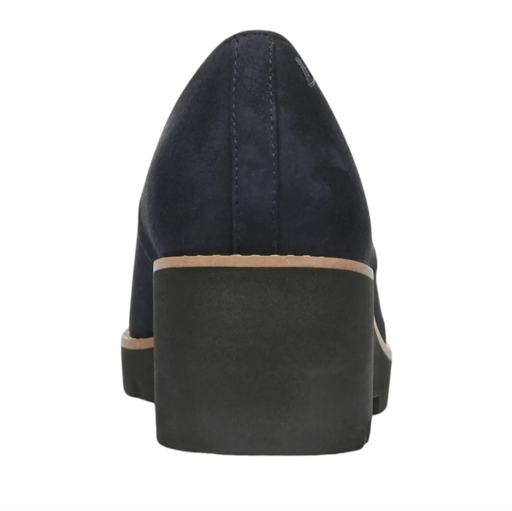 Vionic Navy Suede Wedge Loafer with Lug Sole